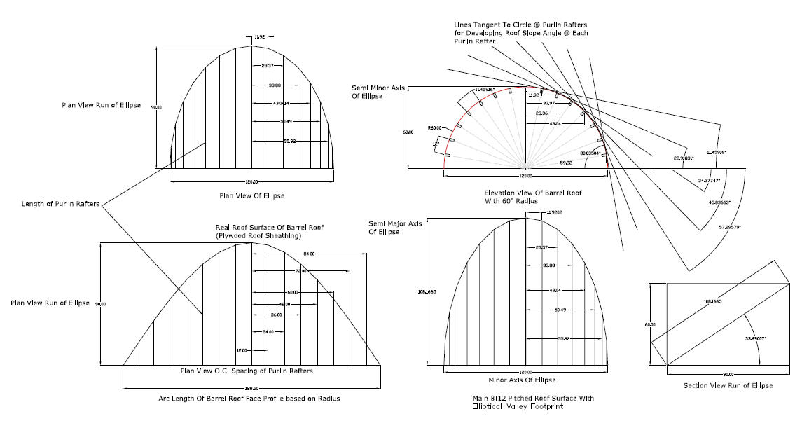 Barrel Roof - Rafter Framing Calculator